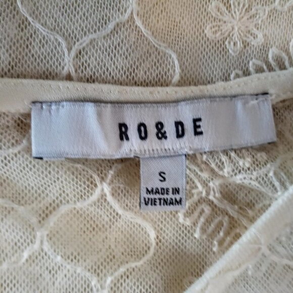 Ro & De Sheer Ivory Lace Mesh Embroidered Top - Picture 4 of 6
